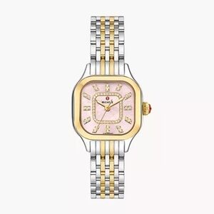 Michele Meggie Diamond Dial Silver Gold Bracelet Watch